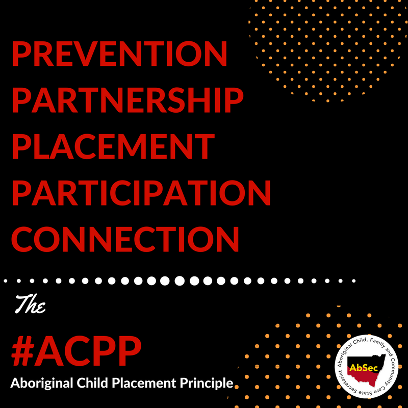 AbSecNSW's tweet photo. This week we’re focusing on the Aboriginal &amp; Torres Strait Islander Child Placement Principle. The #ACPP is a set of standards aiming to protect every Aboriginal child’s right to family, community &amp; culture. We'll have an #ACPP post every day this week. https://t.co/c05JHPXlDA https://t.co/BJXI2dgPrY