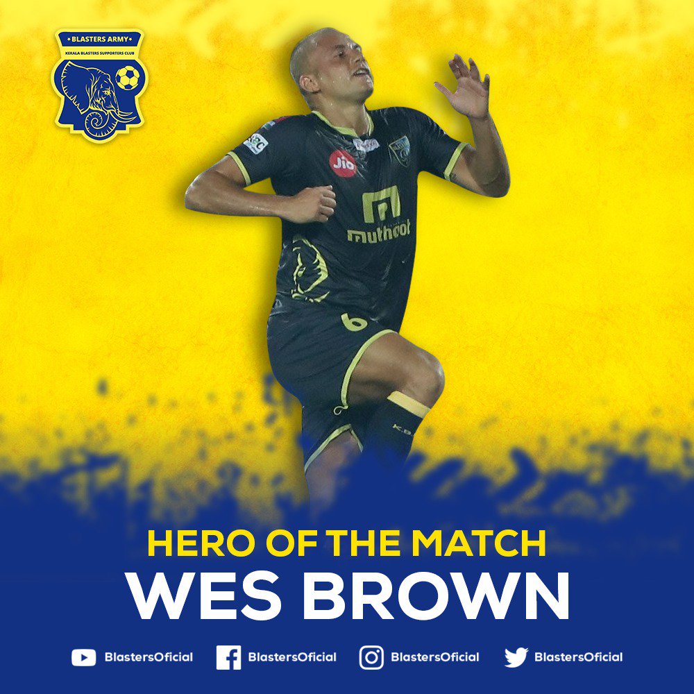 BlastersOficial's tweet image. Hero Of The Match -- Wes brown

#LetsFootball #LetsPredict 
#NEUKER #ISL #BlastersArmy #KeralaBlasters #TogetherWeAreOne @WesBrown24