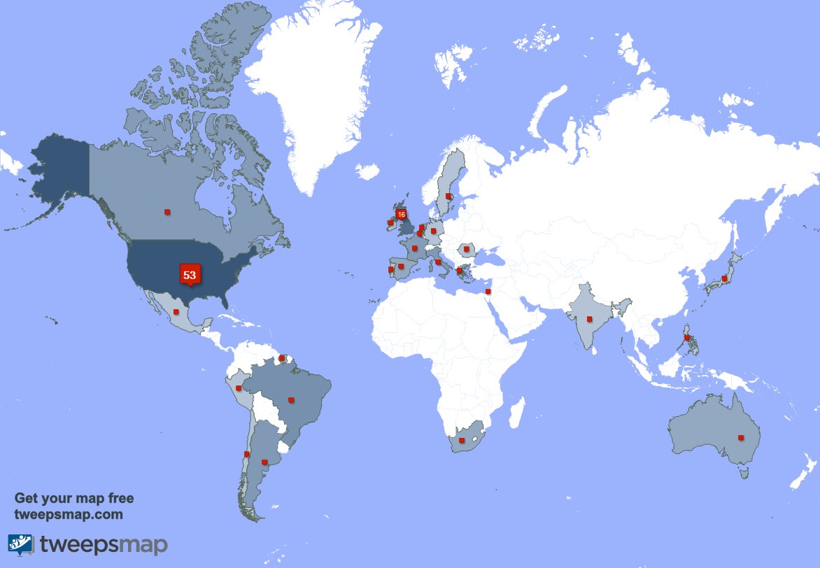 My followers are in USA(49%), UK.(15%) Get your free map tweepsmap.com/!MIAasof2018