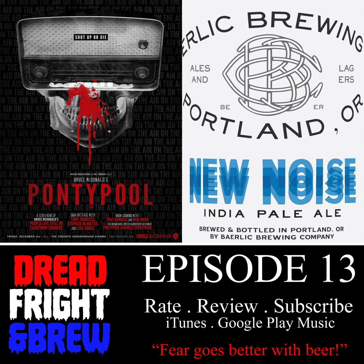 dreadfrightbrew's tweet photo. Triskaidekaphobia be damned! It’s Episode 13! Our hosts are sick AGAIN, and rightly feature a contagion/outbreak flick to discuss.  Is @PontypoolMovie really a zombie film…or something else entirely? Lots of love for @BaerlicBrewing is shared as well! https://t.co/nD007eIyeU https://t.co/8AvtojSZS4