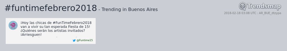 TrendsBA's tweet image. #funtimefebrero2018 es ahora una tendencia en #BuenosAires

trendsmap.com/r/AR_BUE_dtzypa