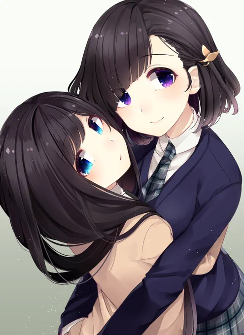 描いてるうちに右の子の髪が短くなりました。 