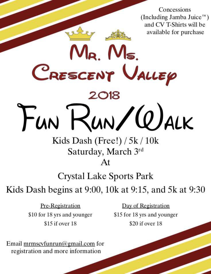 MrMsCV's tweet photo. It’s time for our annual Fun Run/Walk! Contact any Mr/Ms CV contestant or head coordinator to register! https://t.co/uRSdLIpm68