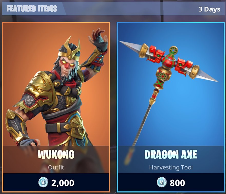 fortnite news lootlake net on twitter featured item shop february 18th 2018 wukong outfit 2 000 v bucks dragon axe pickaxe 800 v bucks - fortnite wukong pickaxe