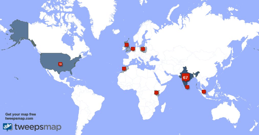 My followers live in 9 countries: India(63%), USA(17%)... tweepsmap.com/!pravinxim Get your free map!