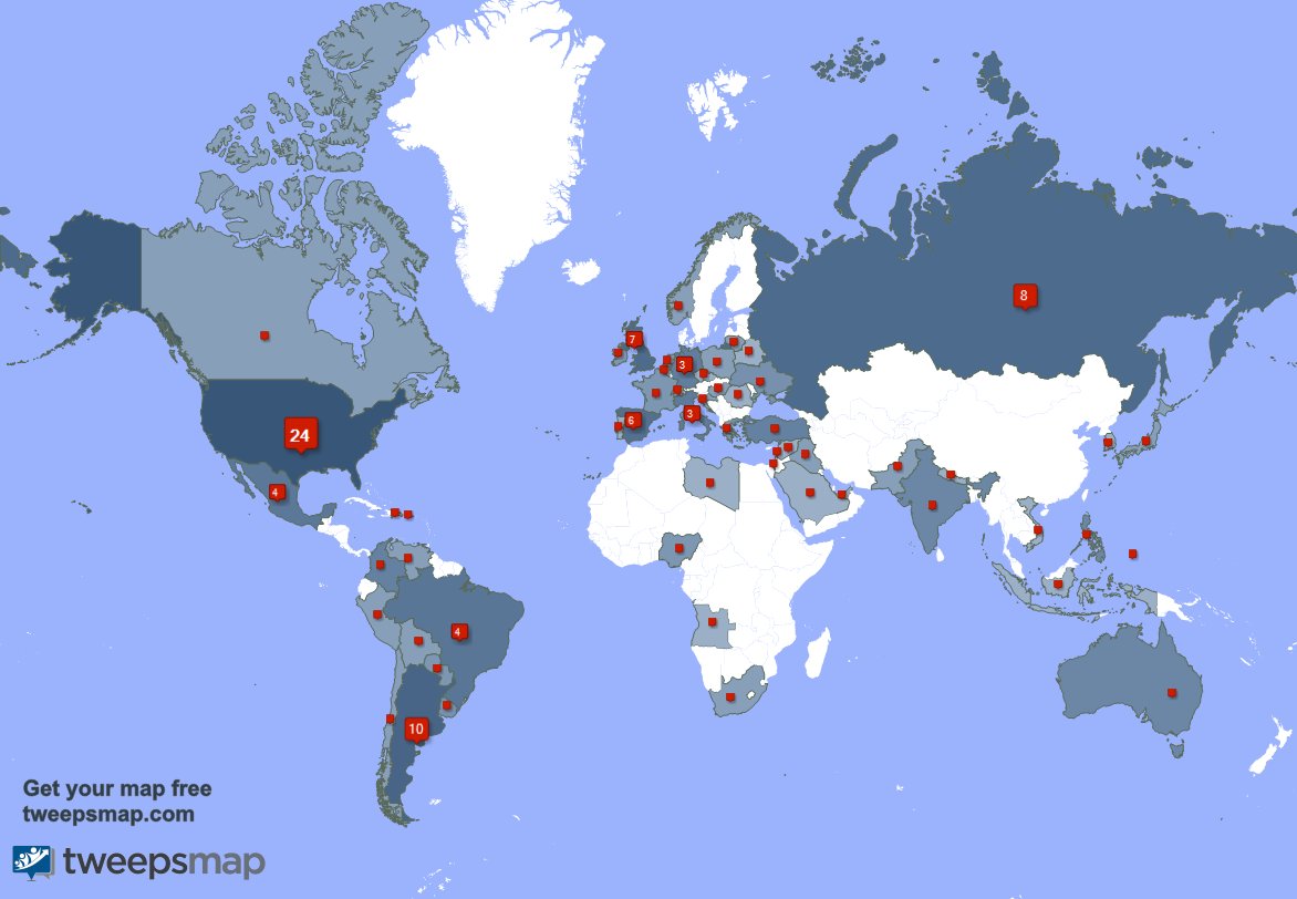 _bornformiley's tweet photo. My followers live in USA (24%), Argentina(10%)... Get your map: https://t.co/TXjgxnBMWb https://t.co/dDqfogzZ7q