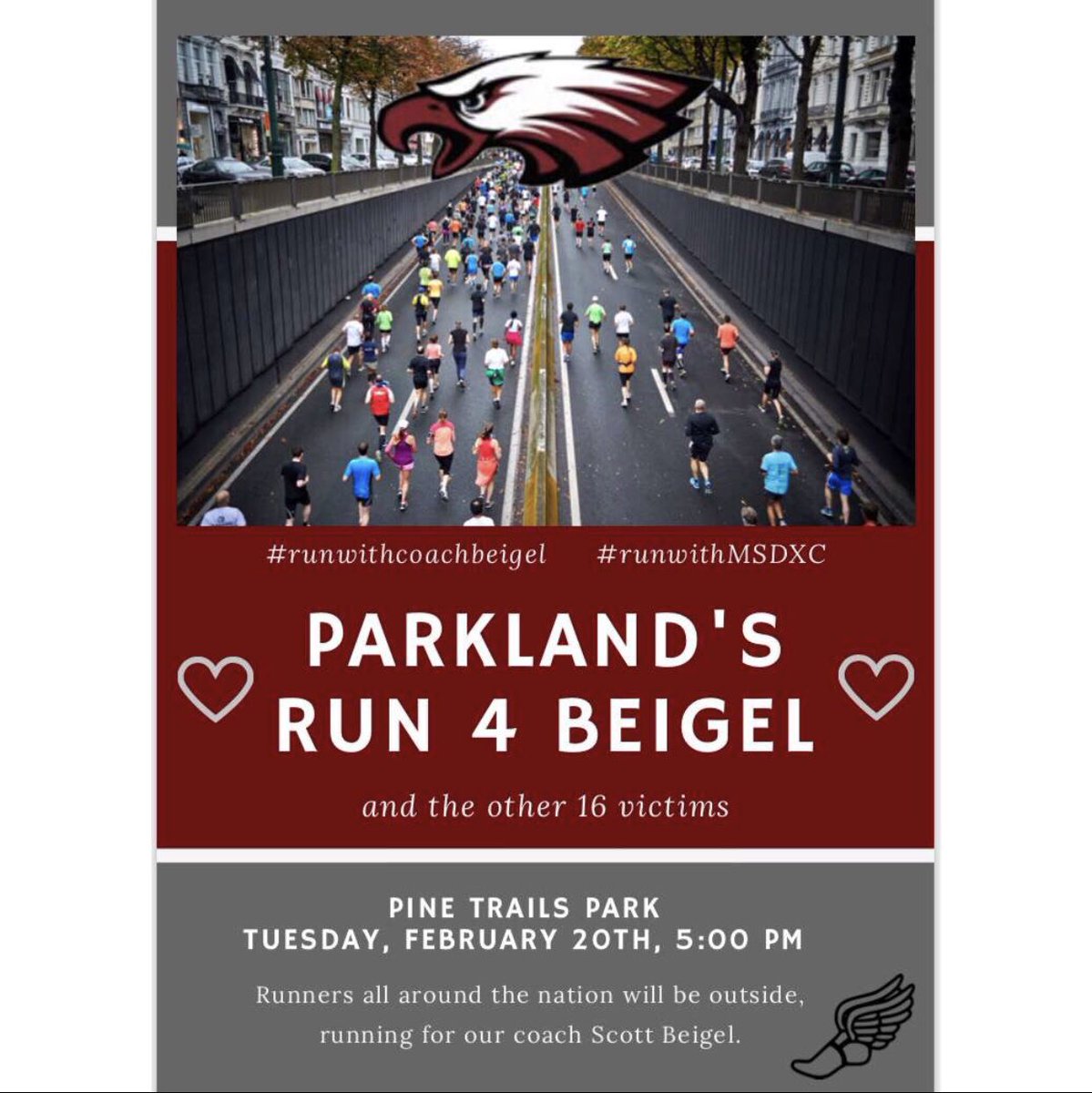 chad_williams05's tweet photo. Please share. Update on time and place for the run‼️ #DouglasStrong #neveragain #runwithcoachbeigel #runwithmsdxc https://t.co/DkQKvX6bcg