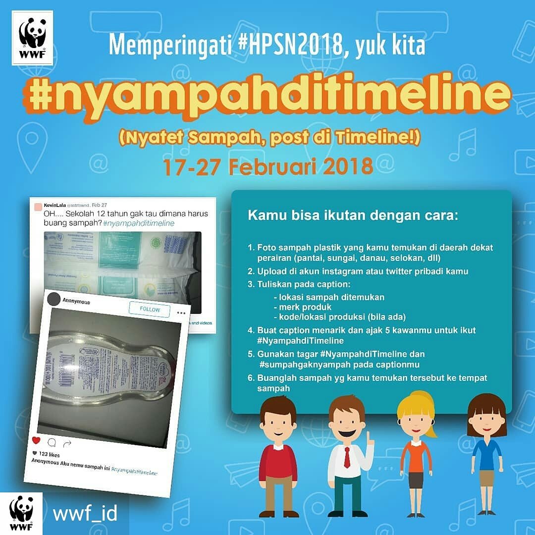 WWF_ID's tweet photo. Menyambut Hari Peduli Sampah Nasional tanggal 21 Februari, yuk rame-rame kita #NyampahdiTimeline (Nyatet Sampah, Post di Timeline) untuk mendata jenis sampah plastik yang banyak mencemari laut kita :) https://t.co/wpcQyD4oqJ