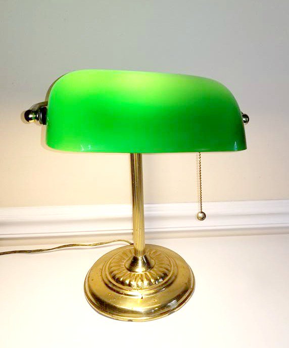 green piano lamp