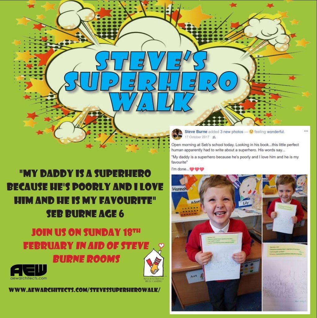 Hope everyone has an amazing day on the @AEWarchitects #SuperheroWalk for <a href="/SteveBurne/">Steve Burne</a> walking to <a href="/RMHCUK/">Ronald McDonald House Charities UK</a> #Manchester House! #SteveBurneRooms