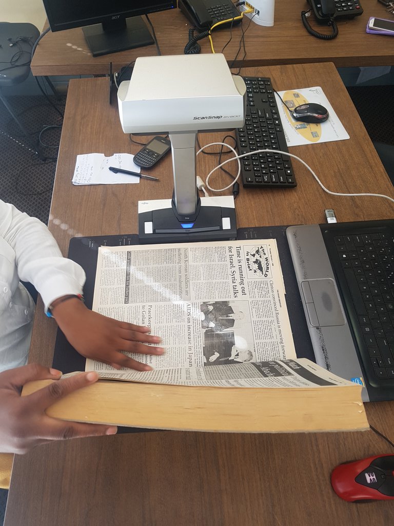 tsholo033's tweet photo. The Kingdom of Swaziland national archives scans all newspaper's dating back to 1905. Using the #scansnap SV600 supplied by #MenikoRMS. https://t.co/wGFaQRXIZq