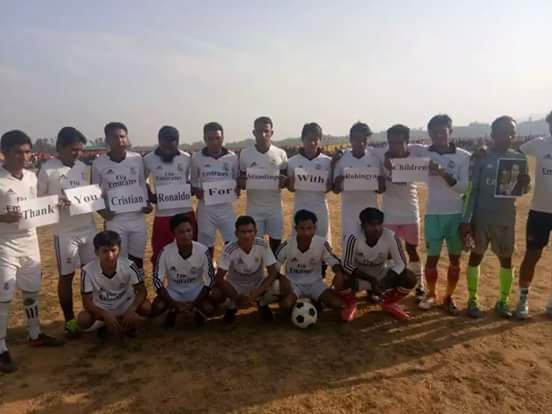 RoFaisalA's tweet photo. Thank you @Cristiano Ronaldo for standing with #Rohingya children. We love you. 
- Rohingya Refugees Football Club, #Bangladesh 
#MyanmarGenocide https://t.co/kfiFYRpBoX