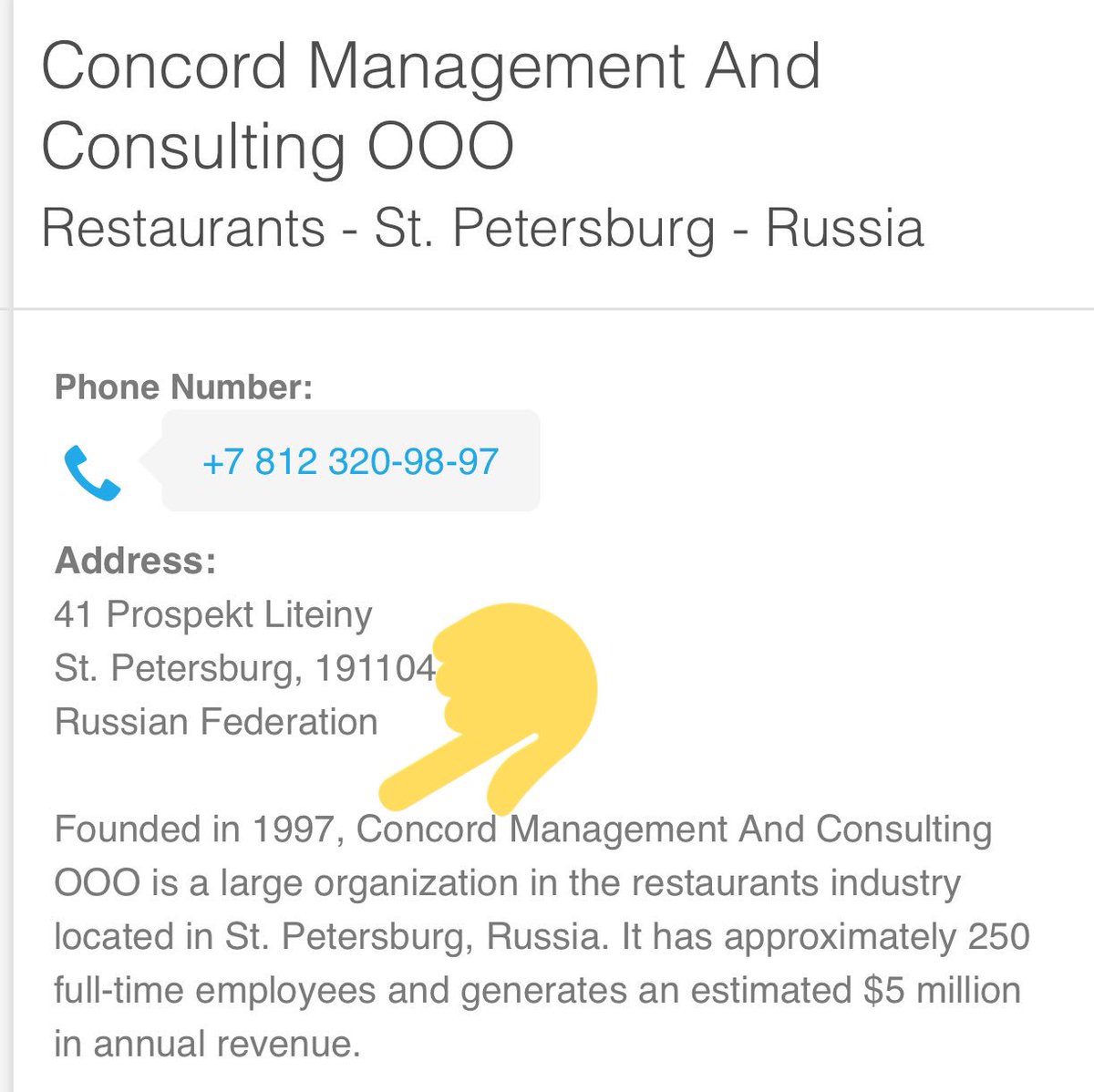 Image result for photos of Concord Management in russia