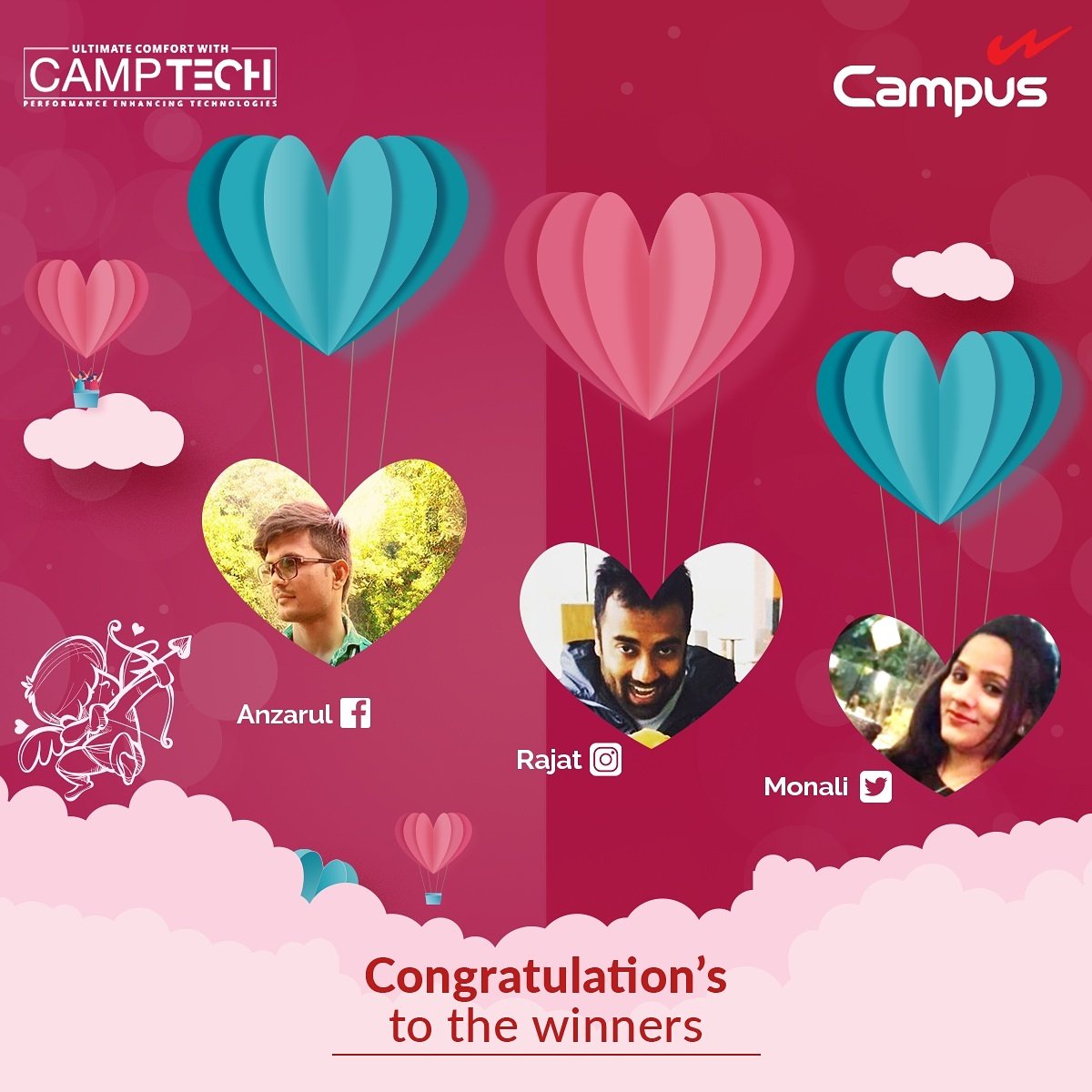 campusshoes's tweet photo. A big congratulations to all the winners of #ValentineswithCampus contest . Please inbox us your details. #BornToComfort #CampusShoes #Camptech #WeekOfRed #ValentinesWithCampus https://t.co/5OOvimnJqO