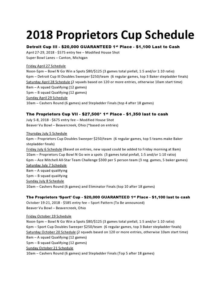 ProprietorsCup's tweet photo. @Mike_Fagan 2018 Proprietors Cup schedule. 3 events this year all paying $20,000 or more for 1st. Hope to see you at one or all of them! https://t.co/nY94zkmx3L