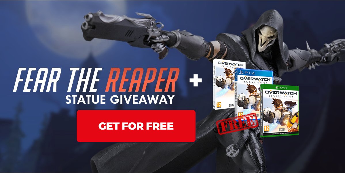 Overwatch338's tweet photo. Get a  Overwatch Valentine's Gift (Redeem Code + Fear the Reaper Statue). We  have 800 to give out. Go to the link https://t.co/kII2gCugu3! https://t.co/8hGCX0dkHo