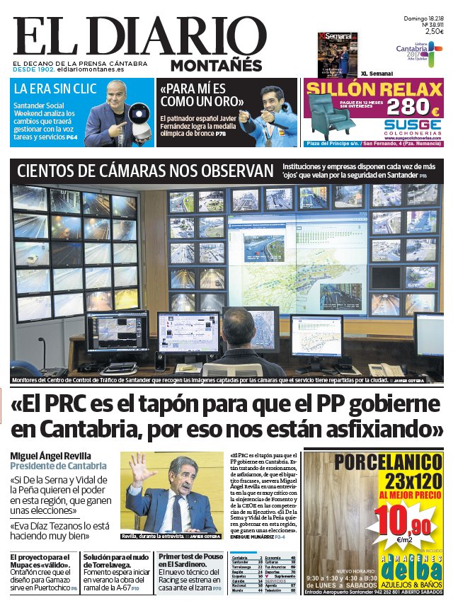 dmontanes's tweet photo. Buenos días. Nuestra portada de hoy, domingo, 18 de febrero:
#Cantabria  #Santander
https://t.co/uK8A0G2e9i https://t.co/SWpdGZfGtY
