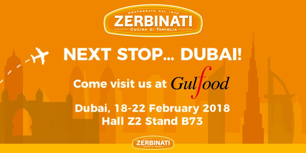 Zerbinati1970's tweet photo. Noi di #Zerbinati non ci fermiamo: dopo Berlino siamo volati a #Dubai per presentare le nostre novità a #Gulfood2018 la più grande fiera mondiale dedicata al settore #alimentare! In questi giorni portiamo oltre confine il gusto e la genuinità dei nostri prodotti 100%#MadeInItaly https://t.co/W3gcLRdM7Z