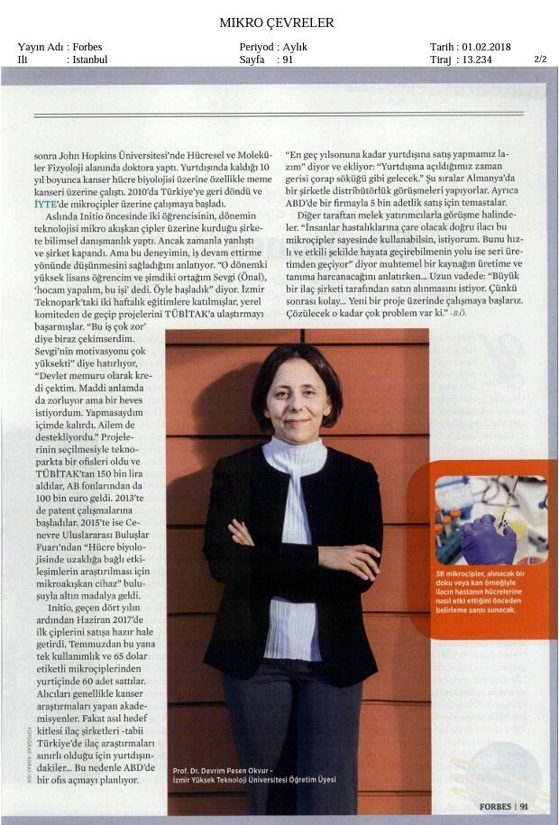 İYTE'den Doç.Dr. Devrim Pesen Okvur'un "Mikro Çevreler" başlığı altında konuk olduğu Forbes Dergisinin ilgili sayfalarına linkten ulaşabilirsiniz.  medyatakip.com/medya_sistem/m…