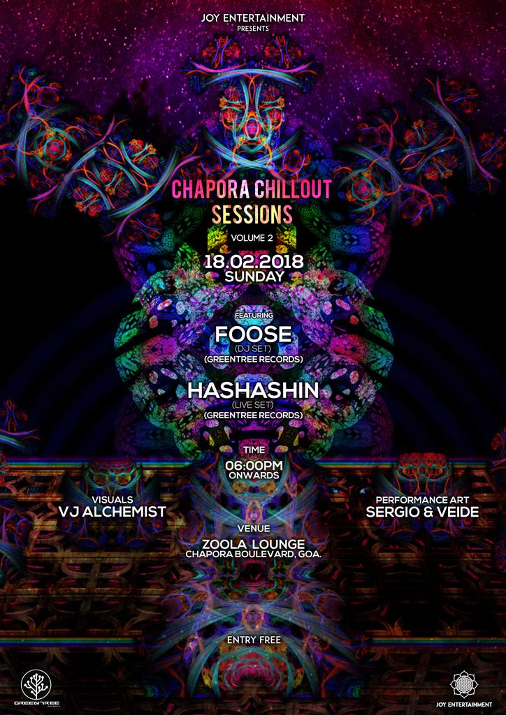 JoyEntIndia's tweet photo. Join us this evening for Chapora Chillout Sessions Vol.2 featuring Foose and Hashashin from GreenTree Records, Belgium. 6pm Sharp at Zoola Lounge, Chapora Boulevard, Goa. Entry Free. #JoyEntertainment #GreenTreeRecords #Chillout #Chapora #Goa https://t.co/5EIXogawZs