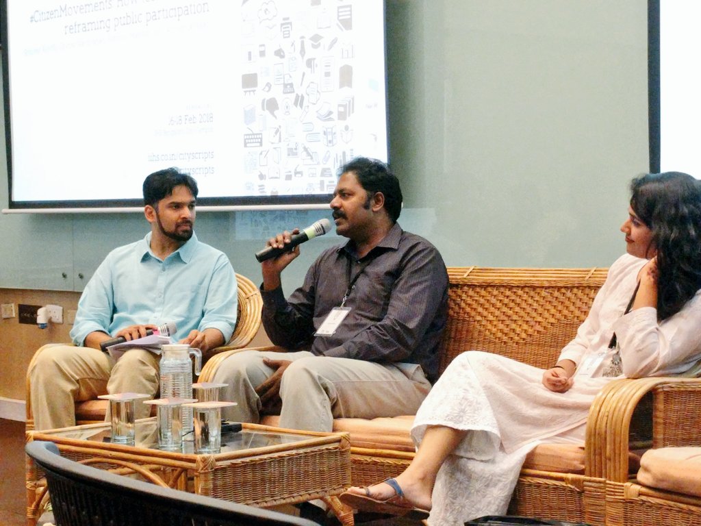 iihsin's tweet photo. "If you can take a person from Facebook to Whatsapp, you have a better chance of getting them on the ground for your campaign." @srinualavilli discusses his experiences with citizen engagement on social media on the #Citizensmovements panel at #CityScripts 2018 https://t.co/uaLxCsWUue