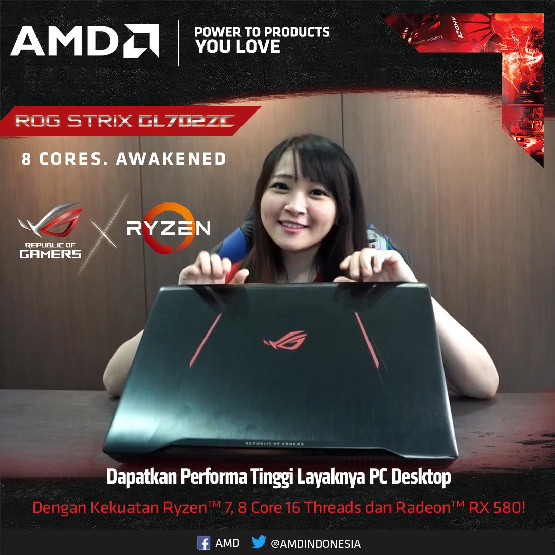 AMDIndonesia's tweet photo. Mau tahu tugas berat apa saja yang bisa diselesaikan oleh #AMDNotebook ASUS ROG STRIX GL702ZC bertenaga #Ryzen7 & #Radeon #RX580? Lihat review dari Red Team Angel Momo Chan di link berikut ini! https://t.co/FtsjYz3hKH https://t.co/29hG5a5s11