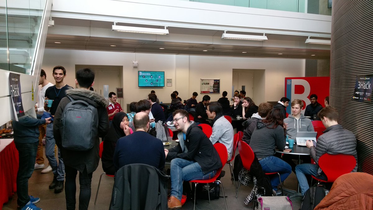 UCL_MSP's tweet photo. #3Hack is about to start and attendees are having breakfast. @lee_stott @imperialcollege https://t.co/azbMsLOzWQ