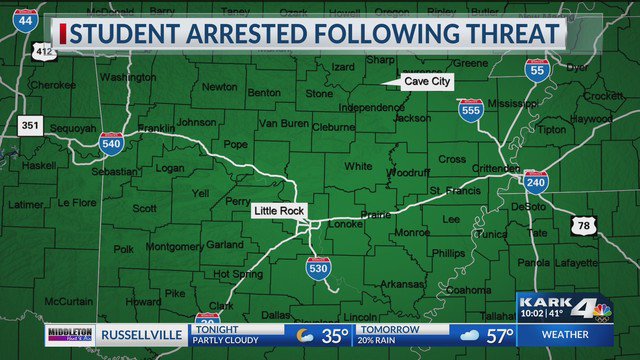 Another Arkansas Student Arrested for School Threat dlvr.it/QGrhxX #ARNews @kark4news https://t.co/lAgZVqop7L