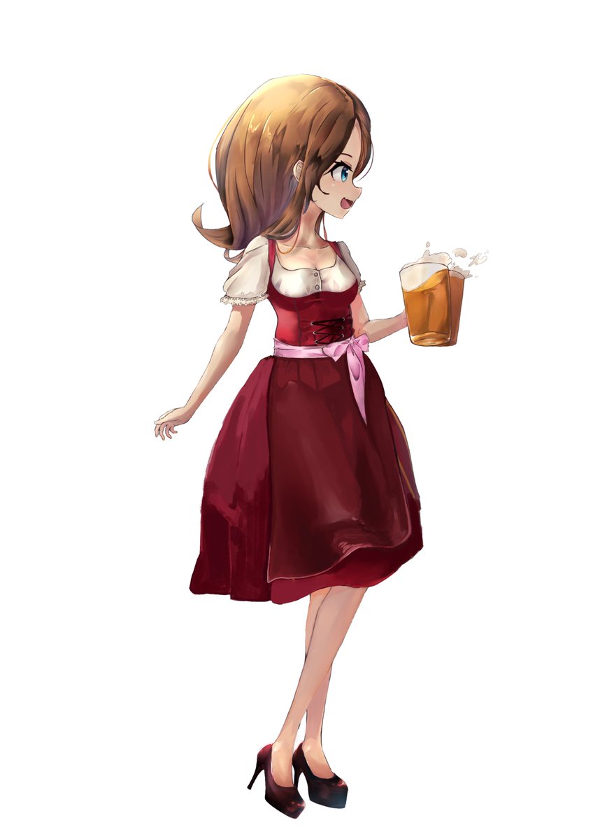 ドイツの民族衣装のディアンドルを描きました まだ塗り途中ですが 抹茶 のイラスト