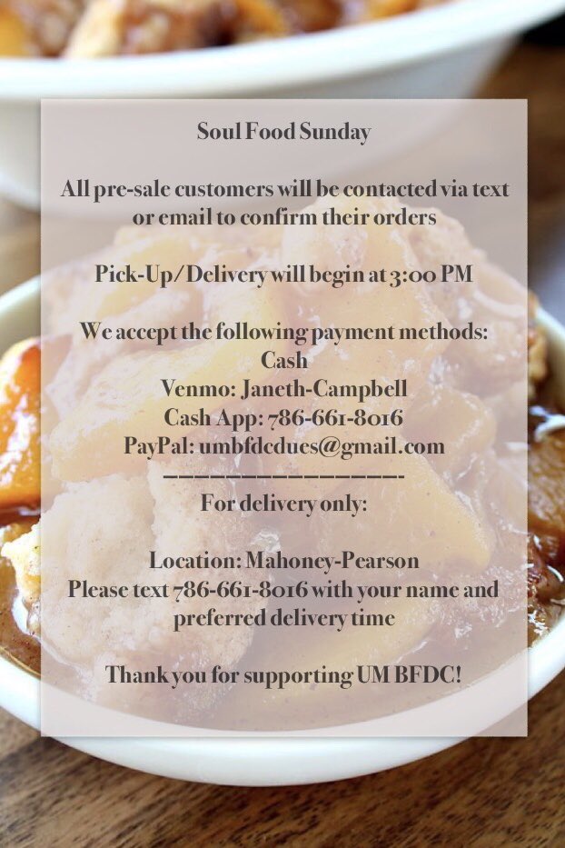 BFDC_UM's tweet photo. #SoulFoodSunday is here y’all! Please read below if you placed an order. 😊 https://t.co/RSMujcTuFo