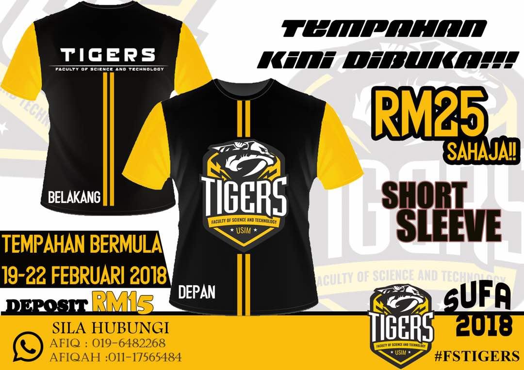 sekrefast_usim's tweet photo. [SUFA '18]
Pre-order jersi FSTigers kini dibuka dan mempunyai 2 design terbaru. 
TEMPAHAN DIBUKA SEKARANG! 

#FSTigers
#SUFA'18 https://t.co/3CFDw3mUwW