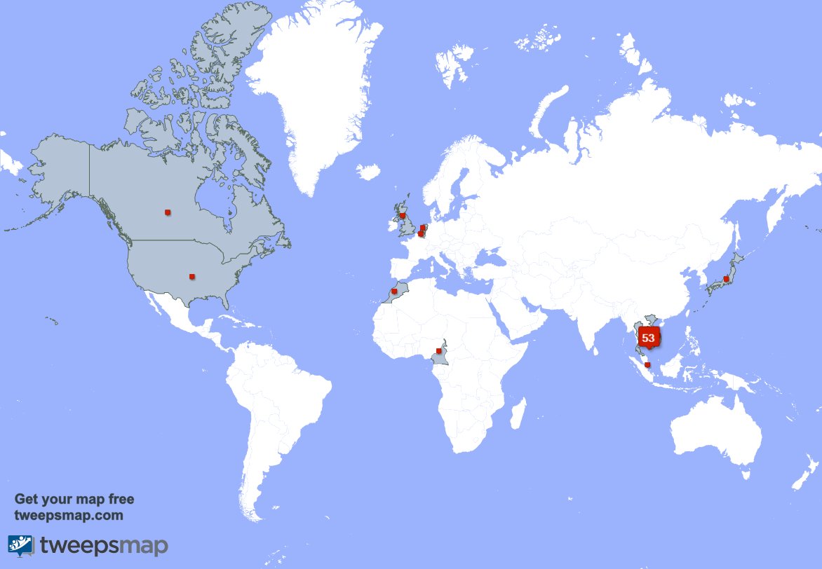 mccombe86's tweet photo. My followers are in Cambodia(46%), Singapore(11%) Get your free map https://t.co/oQggQRUiTb https://t.co/VFhUFgNFtj