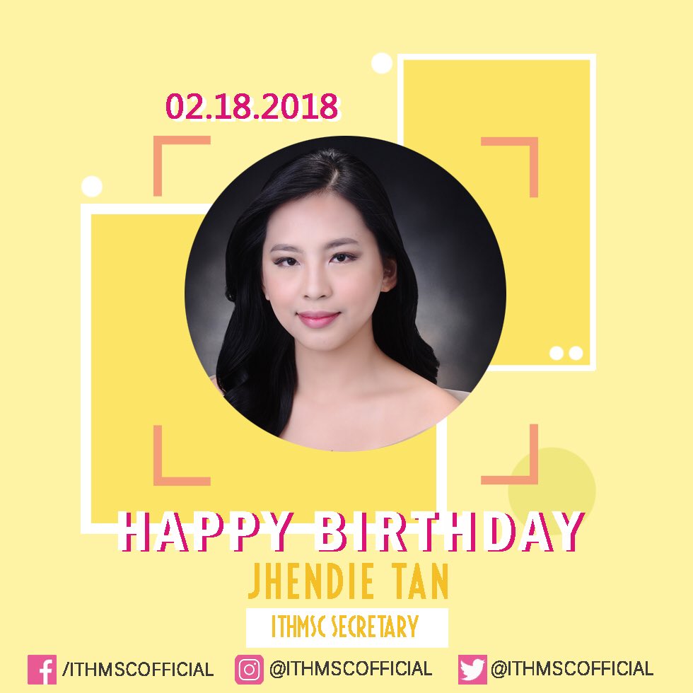 nullaccountx's tweet photo. Happy Birthday to our ITHM SC Secretary, Ms. @JhendieTan! ❤️

May God continue to shower you with all the blessings you truly deserve!

Lots of love from your ITHMSC FAMILY! ❤️

#OneITHM🍍 https://t.co/w7a2o9pZcF