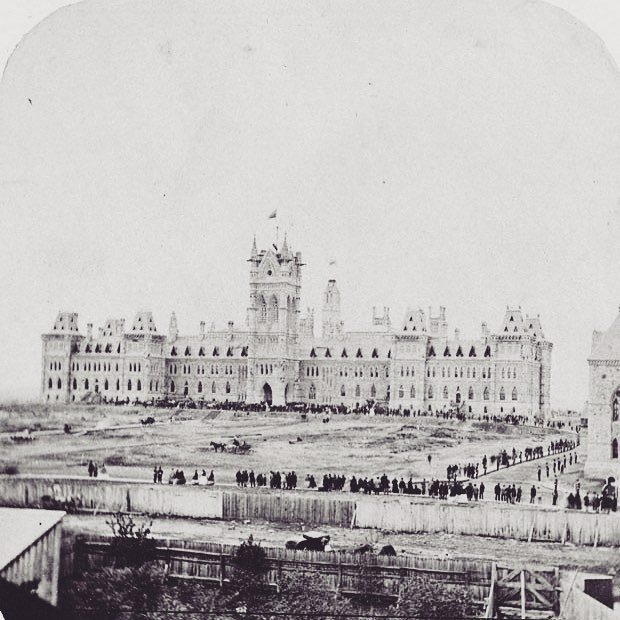 themostottawa's tweet photo. opening of parliament buildings in 1866. https://t.co/2V9tIugVAC