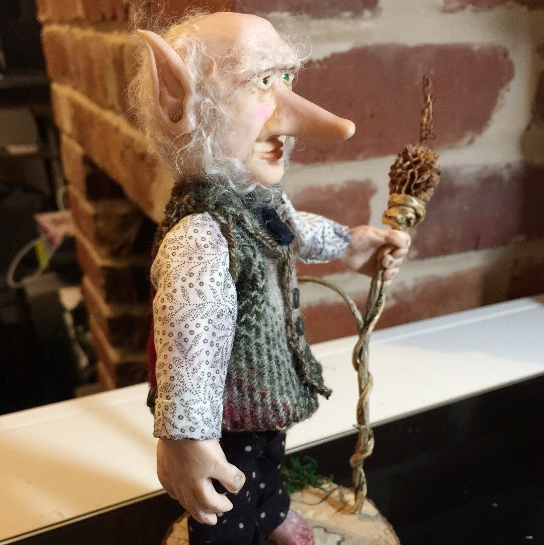 Finished this cheeky chap last night. My first attempt at making a figure. 🧙🏻‍♂️More little fellows are being created 🖌 #polymerclay #fimo #goblin #fantasy #creative #creatures #wizard #tinybuttons #hobbitfeet #libertyfabrics #handmade #homemade #crafty #costume