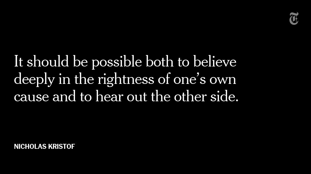 nytopinion's tweet photo. All of us, on both sides, frequently spend more time demonizing the other side than trying to understand it, writes @NickKristof https://t.co/lBBVKBT0zC https://t.co/b6b0clSNfi