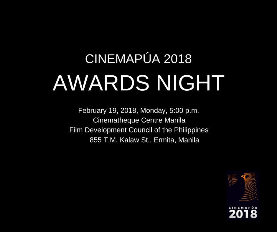 cinemapua's tweet image. The CineMapúa 2018 winners will be revealed tomorrow, February 19, 2018 during the Awards Night at the Cinematheque Centre Manila, 5:00 pm at Kalaw St. Manila. 

For updates of the winners, please follow us on twitter @cinemapua.