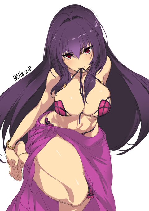 カット用にラフだけ描いてた水着ししょーをざっくり塗ってみたけど、こっちでも良かったかなあ 