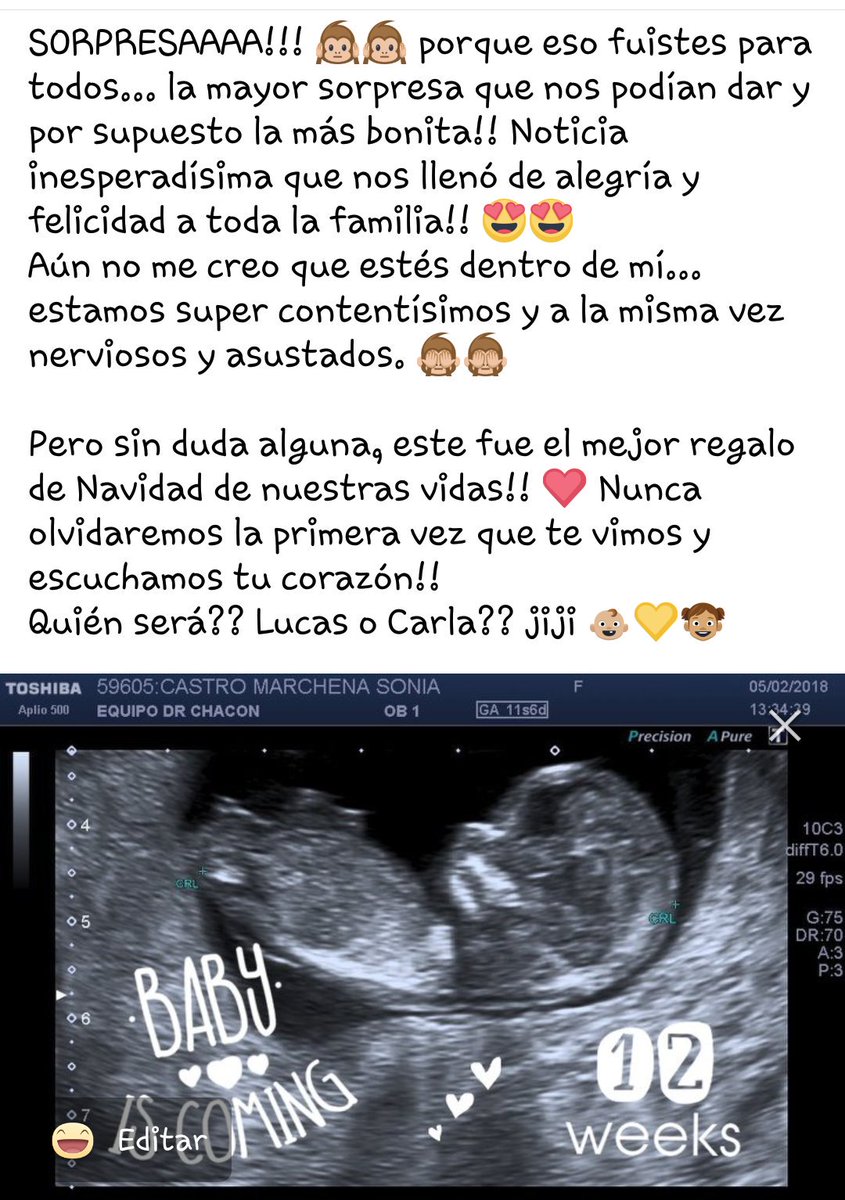 Soniia_cm's tweet photo. Aun no me lo creo.... ❤❤❤
#pregnant #babyiscoming #12weeks https://t.co/I2c8D42KuZ