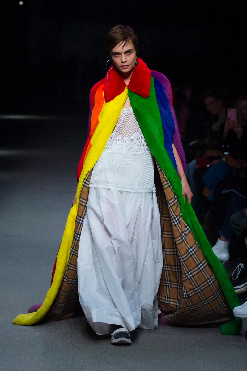 burberry rainbow fur cape