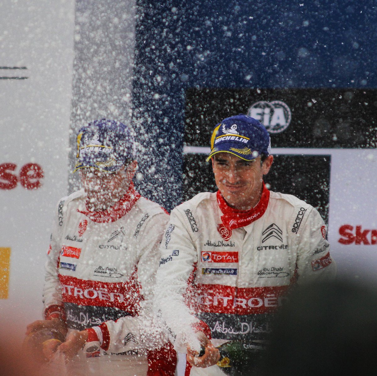 It's incredible to be spraying champagne on the <a href="/RallySweden/">Rally Sweden</a> podium! ☺️