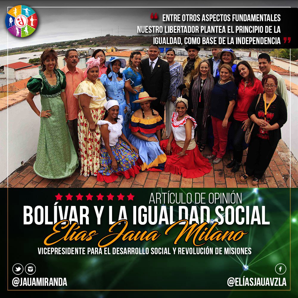 📣#EsNoticia Nuestro Min. <a href="/JauaMiranda/">Elías Jaua</a> difunde el artículo 👉*BOLÍVAR Y LA IGUALDAD SOCIAL*  #MovilizaciónEsVictoria  <a href="/NicolasMaduro/">Nicolás Maduro</a> <a href="/eugeniapinero/">Ma. eugenia piñero</a> <a href="/RosangelaOrozco/">Rosangela Orozco</a> @MPPEDUCACION