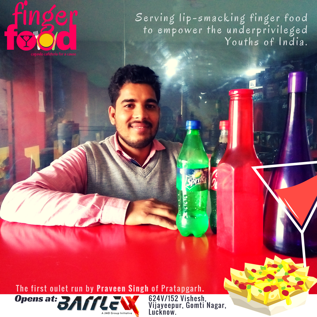 ffcafeteria's tweet photo. As part of our #IAmNewIndia Pledge, FINGER FOOD - Capsule Cafeteria (#F2C2) opens its first outlet at BATTLE AX Gaming, Lucknow.
FINGER FOOD empowers the underprivileged youths like Praveen Singh by providing them the skills, mentoring &amp; investing on them to earn their living. https://t.co/5kwe4nVJGj