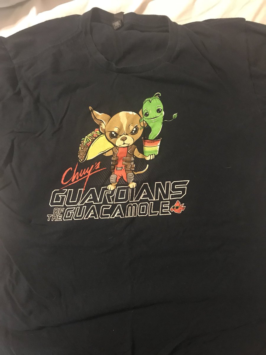 Sargent1981's tweet photo. @JamesGunn I bought this a couple months ago from a Tex Mex Restaurant in Chattanooga. Not sure if it’s a copyright violation. I bought because it was a funny play on my favorite marvel series. https://t.co/i94VpTF1nz