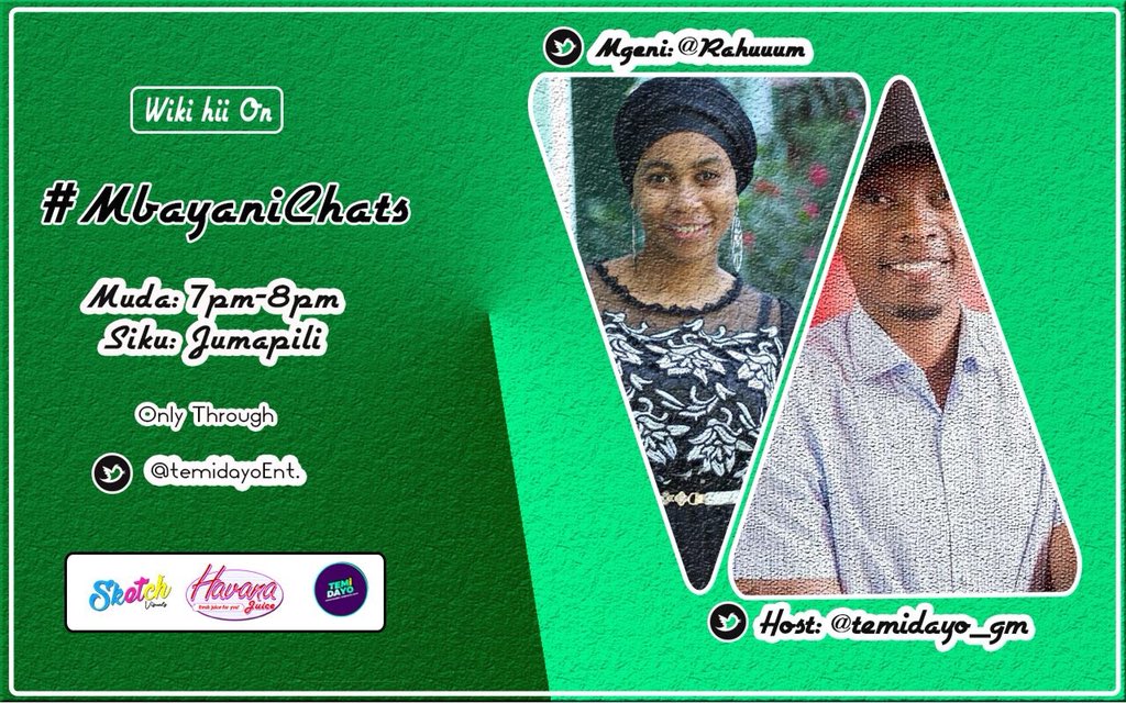 DjTee255's tweet image. Jioni hii kwenye #MbayaniChats atakwepo mwanadada @Rahuuuum mshiriki wa mkutano mkubwa wa vijana #ECOSOCYouthForum, atakuwa na Host wako @TemidayoEnt kuanzia saa moja kamili jioni  hadi mbili usiku, usipange kukosa.