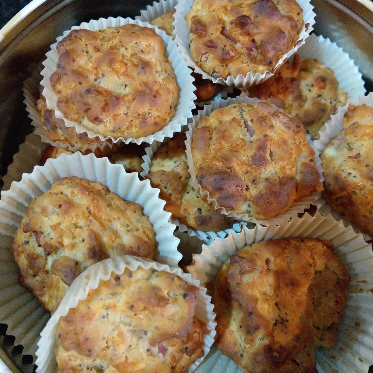 Jupops's tweet photo. Managed a spot of baking today...GF cheese and ham muffins https://t.co/4MB7SCW7TO