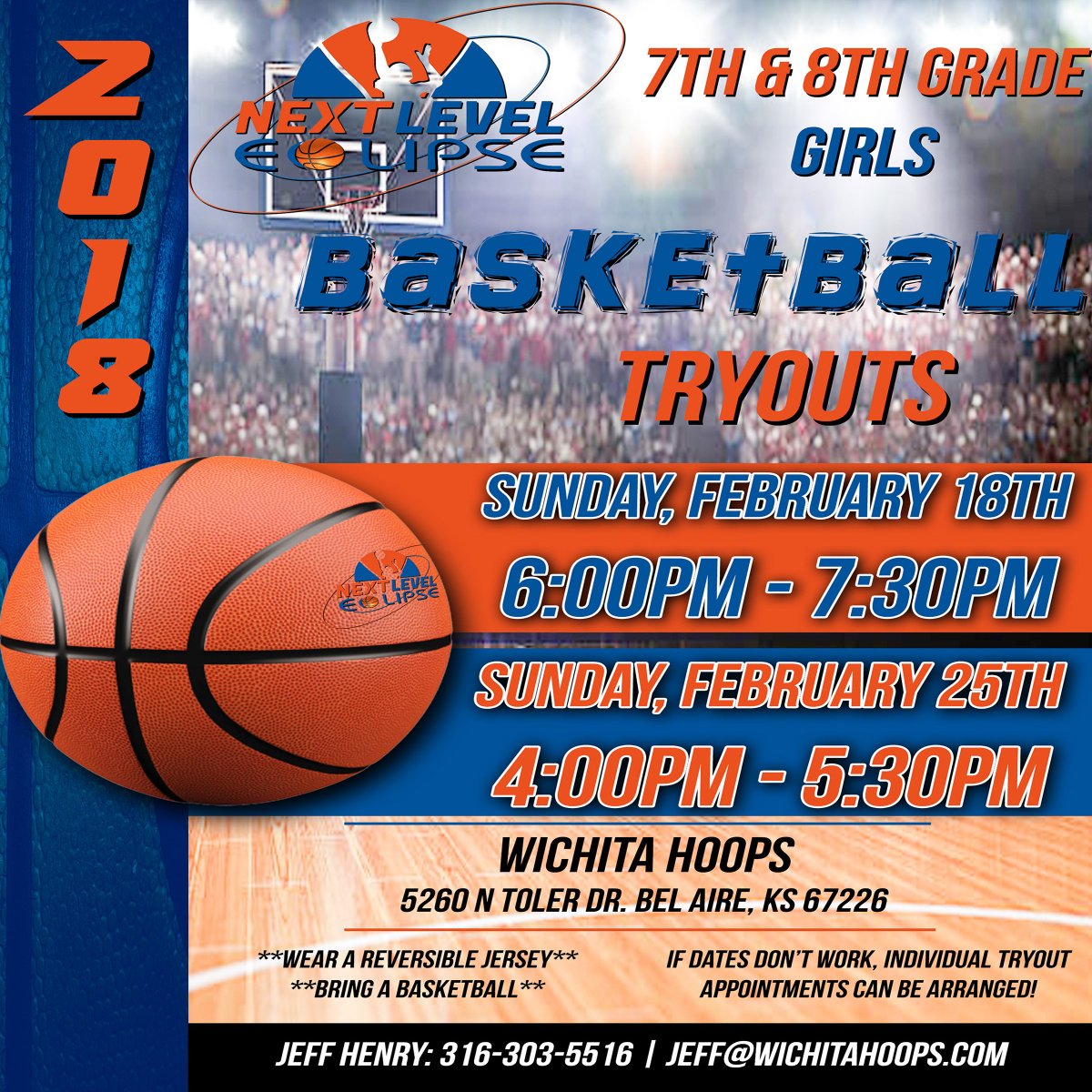 NxtLevelEclipse's tweet photo. Ladies! This evening from 6PM-7:30PM at @Wichitahoops, it's time to show up and show out, and secure your spot on the premier girls' basketball program in the area! #NextLevelEclipse #TwoProgramsOneFamily https://t.co/0EV3Uli3m1