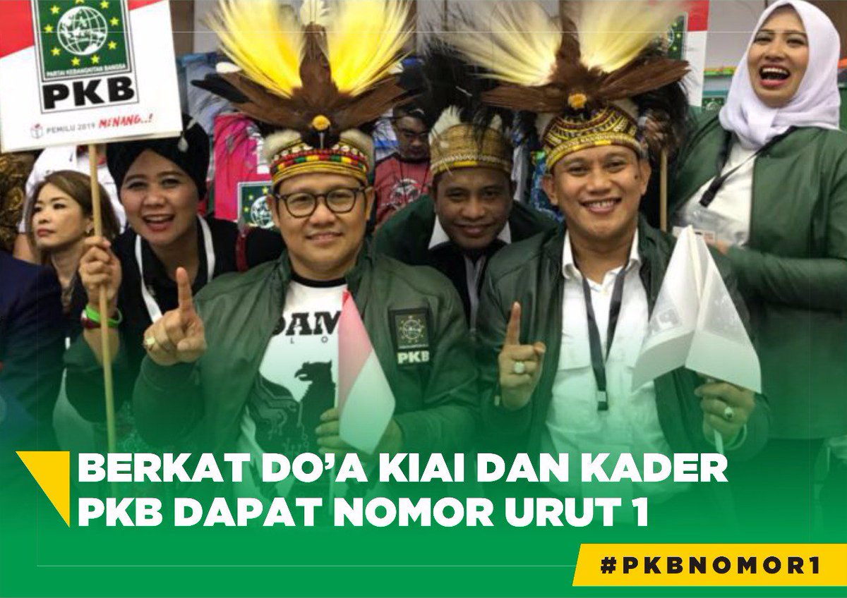 Berkat Do'a Kiyai dan Kader. Alhamdulillah PKB dapat Nomor Urut Satu. Bersama PKB Satu Tujuan Untuk Indonesia Sejahtera #PKBnomor1 #PKB2019 #PKBmembelarakyat