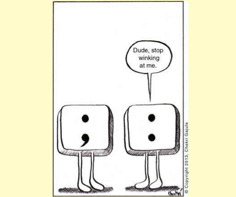 DianeCapri's tweet image. Gotta love that semicolon, right? Ha! #grammarhumor #knowyourgrammar #amwriting