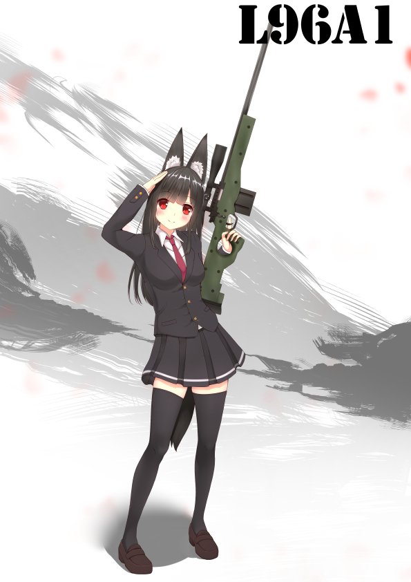 片手でL96A1を持つ女の子 